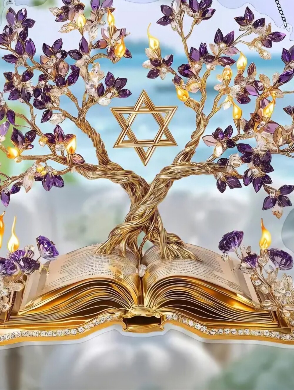STAR  OF DAVID AMETHYST ACRYLIC DIMENSIONAL RARE FIND HOME DECOR  SUNCATCHER